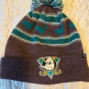 Zephyr Teal and Brown Hockey Beanie